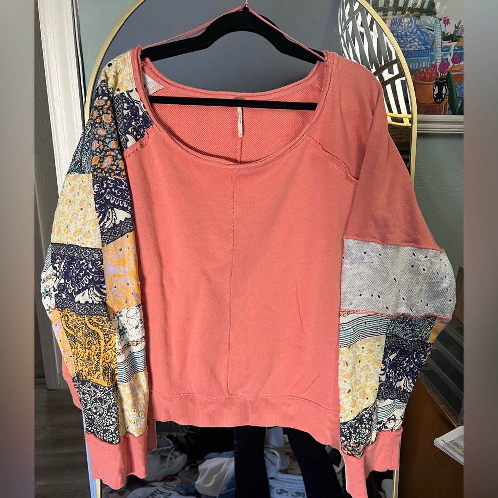 FREE PEOPLE patchwork long sleeve top